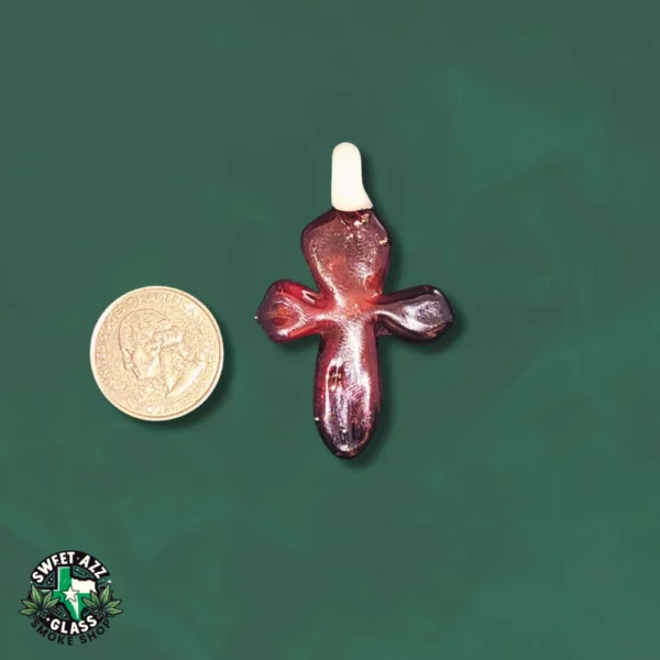 Handcrafted Stained Glass Cross Pendant - Red (3)